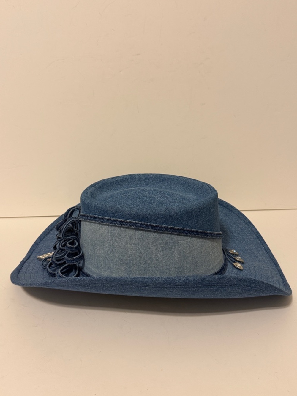 Simply Barbara Denim Cowgirl Hat Rhinestones - Picture 3 of 10